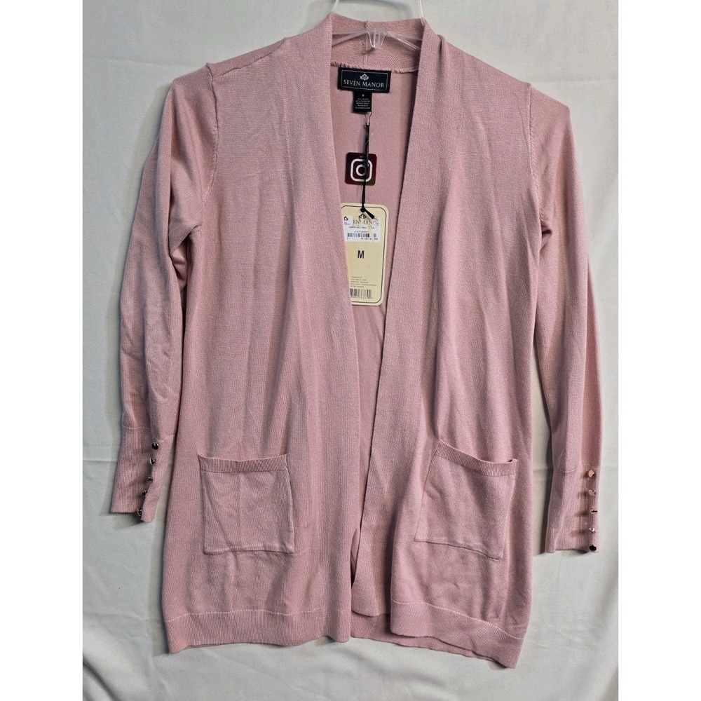 Seven Manor Women's  Long Cardigan  M Pink Rayon  Knit NWT